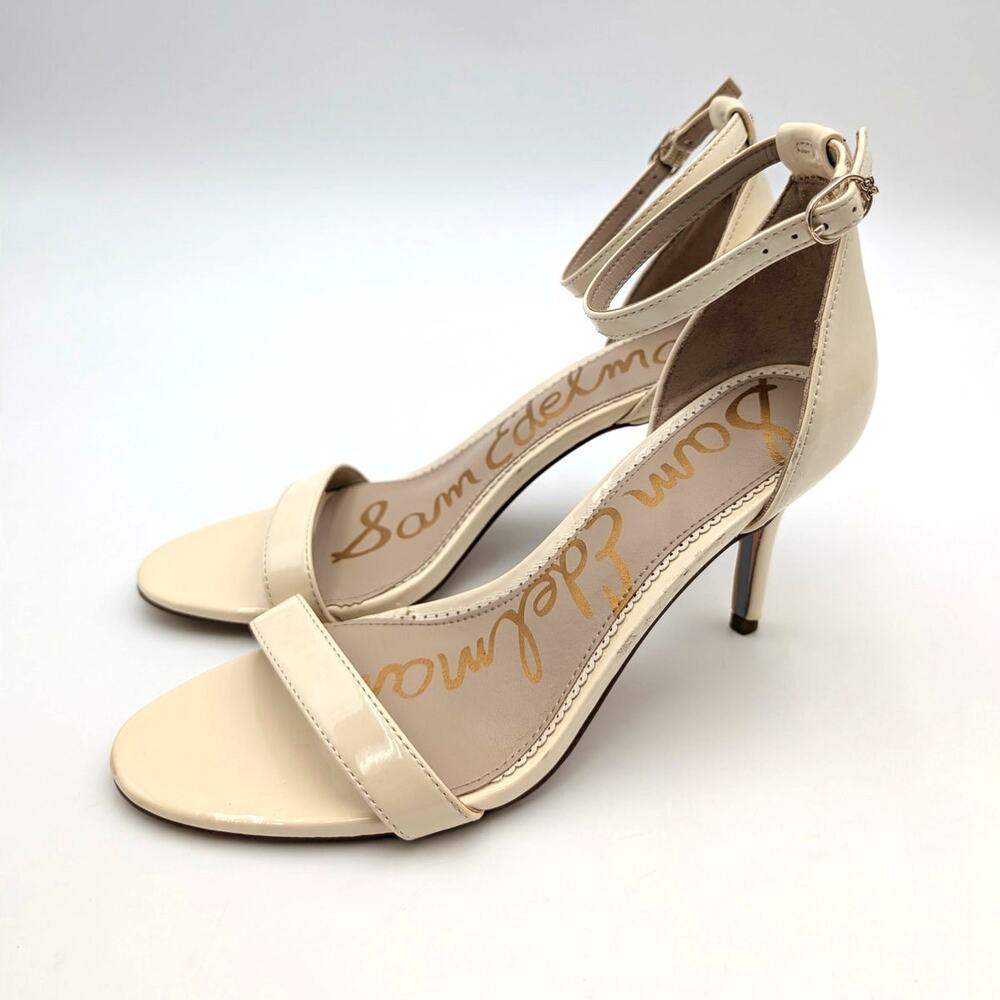 Sam Edelman Patti Ankle Strap Sandals Women's Nude Patent Size US7.5M EU38